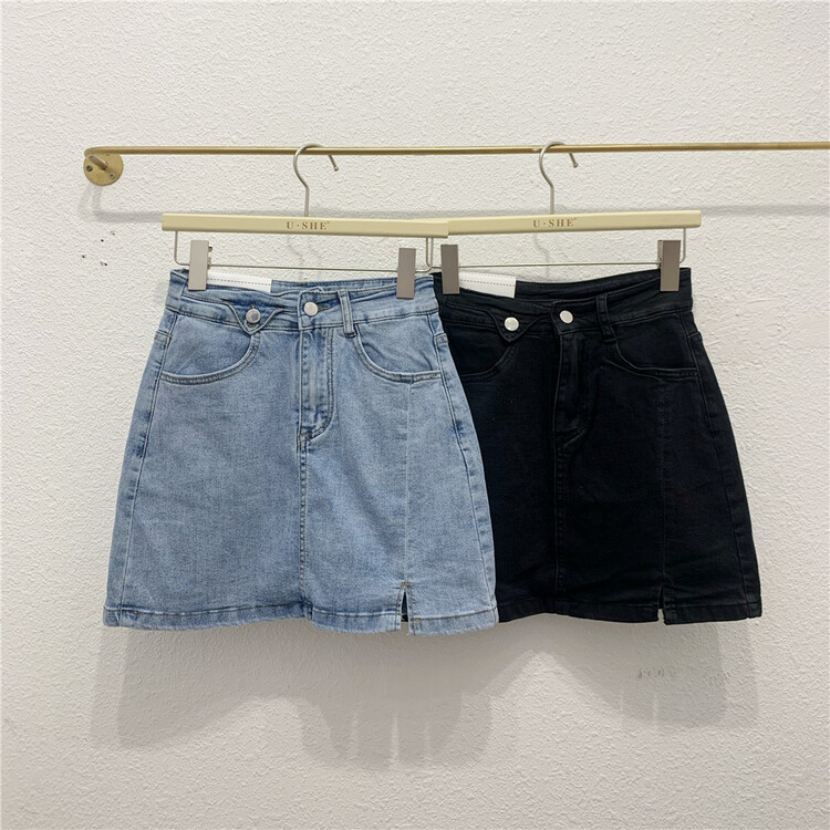goods in stock! [u.she] Korean versatile fashion A-line denim skirt 19759# cqw