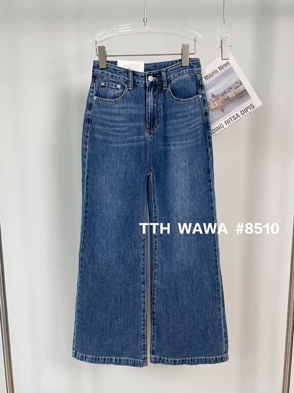 [Wawa] high waist and wide leg jeans 8510# ozq