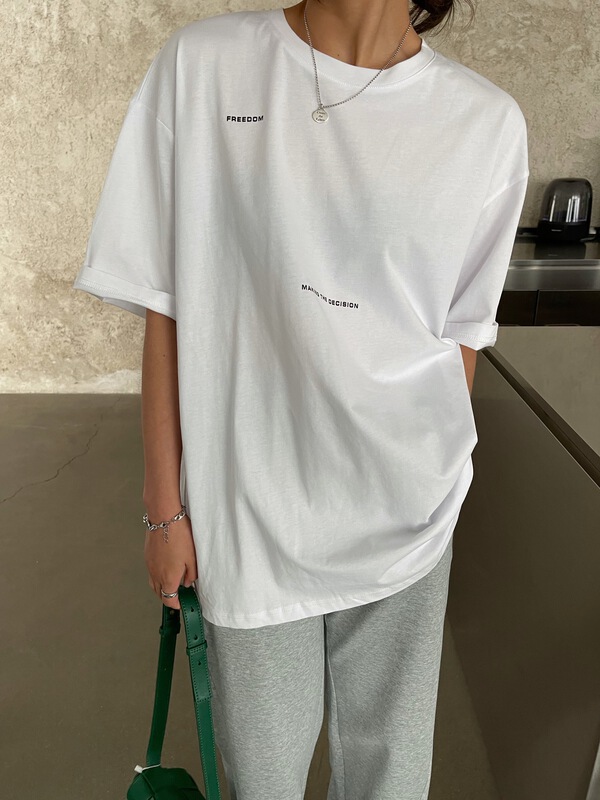 goods in stock! [KH] simple letters loose and versatile short sleeve T-shirt t812# cqw