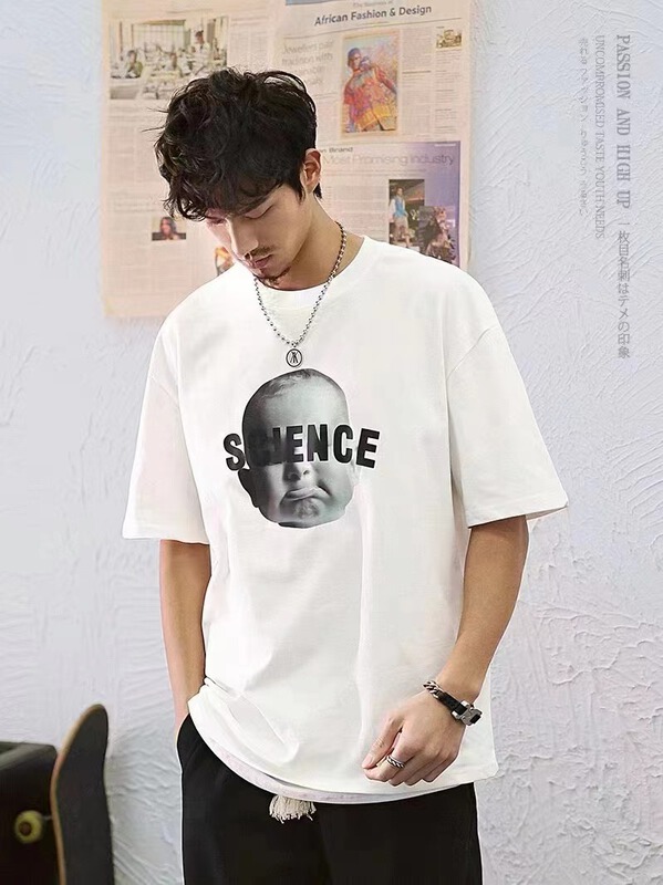 New year in early spring! [Mr. Bujue] round neck character personalized letter printed short sleeve T-shirt ys1-1220# ZZL