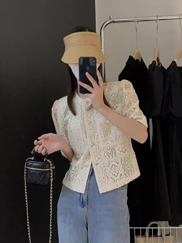 [Dai Dai] design sense hollow out lace blouse (only selling tops) 4688# HBx
