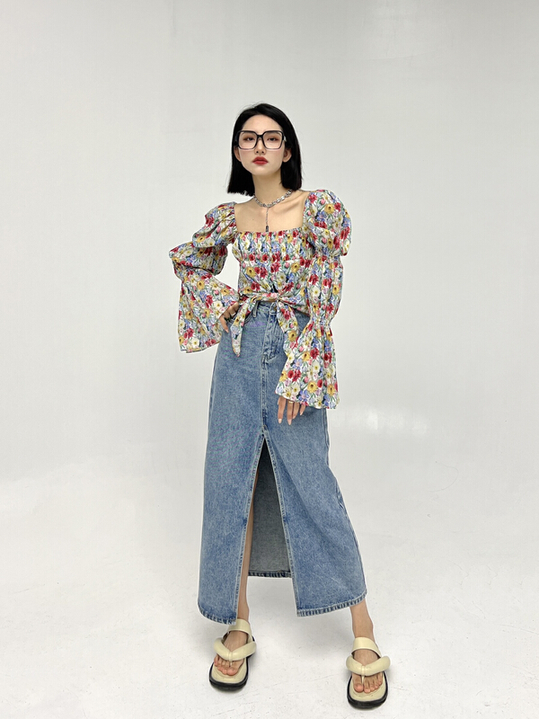 [d.two D2] Raglan floral shirt 2121336# zxl