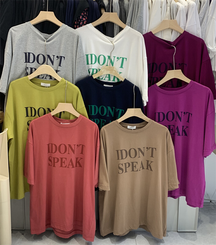 [sanbara] loose and versatile letter printed short sleeve T-shirt 9529# LSW