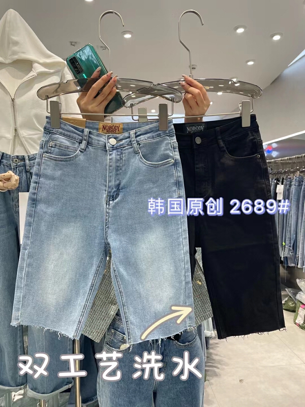New year in early spring! [thgz fairy tale princess] double craft washing elastic five point denim shorts 2689# JJ