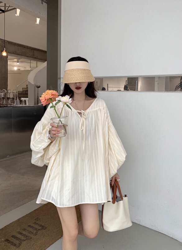 [11An] cotton linen Lantern Sleeve small minority shirt a6636# LSL