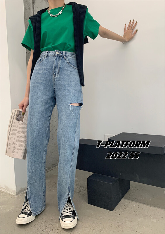 Original price 116.05! New year in early spring! [t-platform] comfortable and versatile ripped jeans 8186# zxx