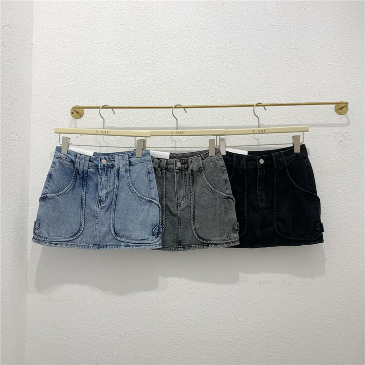 [u.she] Korean slim and versatile denim skirt 36271# cqw