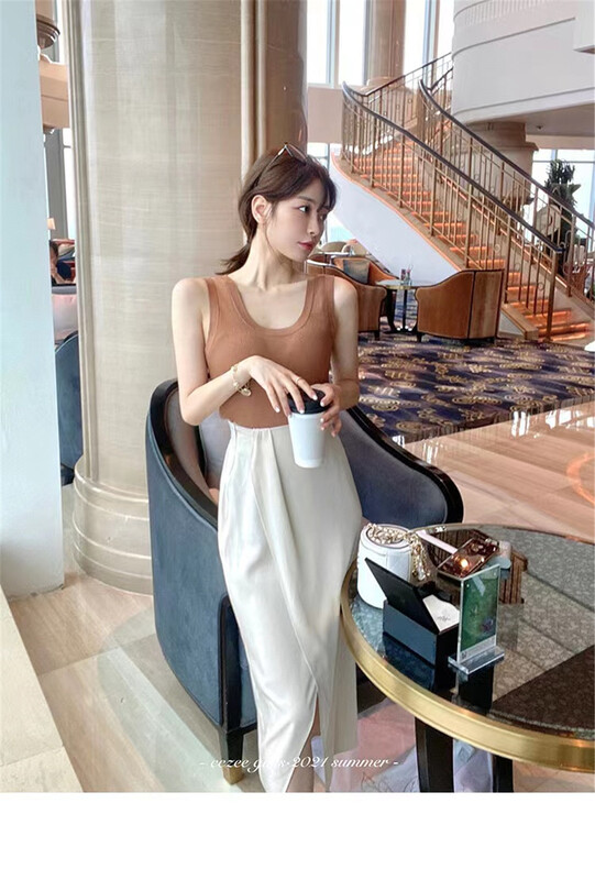 New in early summer! [Linna] Korean soft wind split skirt 7026# zxx