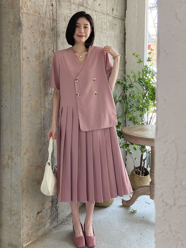 [st] temperament stitching crimping loose long dress 5191# XJ