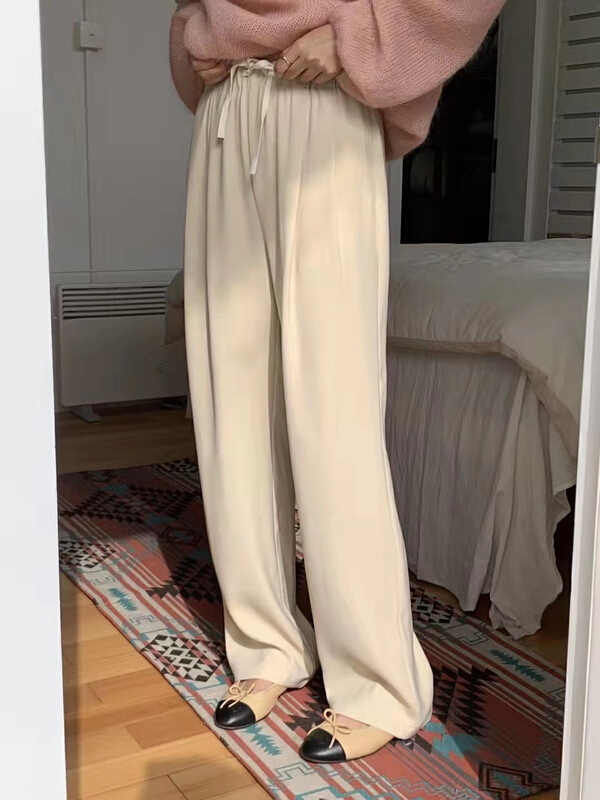 goods in stock! New year in early spring! [Xiaoxiaojia] versatile drawstring design wide leg trousers 80212# WTT