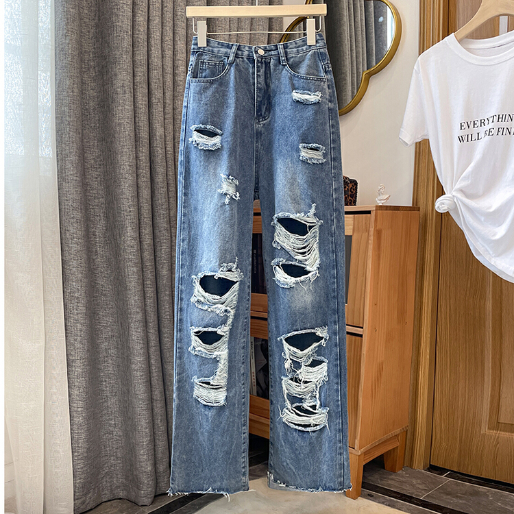 New in early summer! [kakajia] net red pierced high waist skinny jeans 9035# ozq