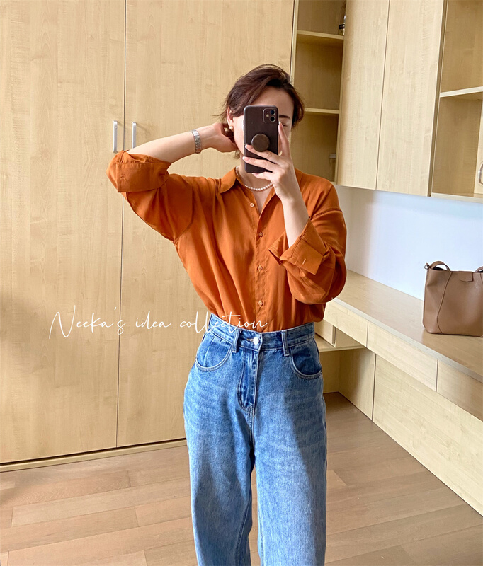 Casual [n.i.c] net version simple single breasted Tencel shirt n1522# ZSY