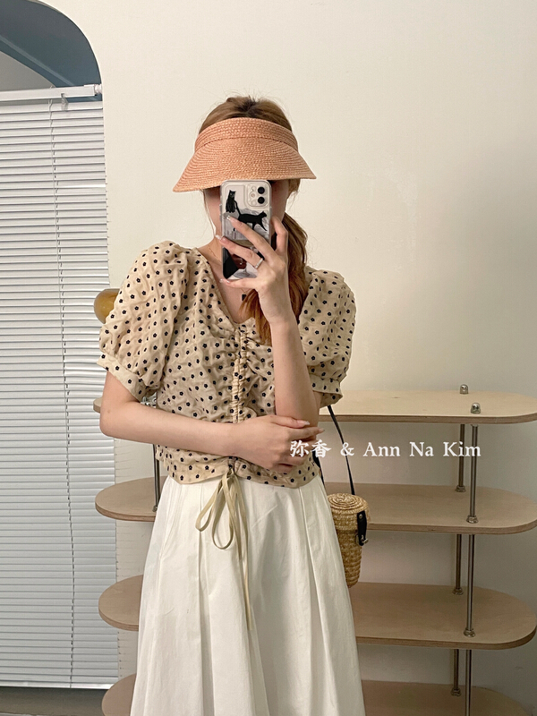[Mi Xiang] lady Little Flower French Korean small shirt 5332# hjy