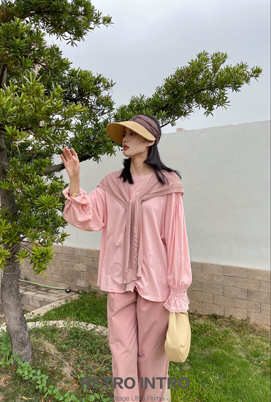 [Rin] cotton simple and comfortable long sleeve T-shirt r21160# cqw