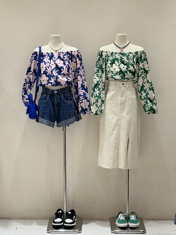 [kJ] Korean version one shoulder floral shirt 0663# zxl