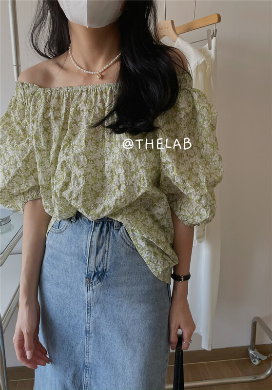 [the lab] fresh broken flower shoulder shirt 2173# zxx