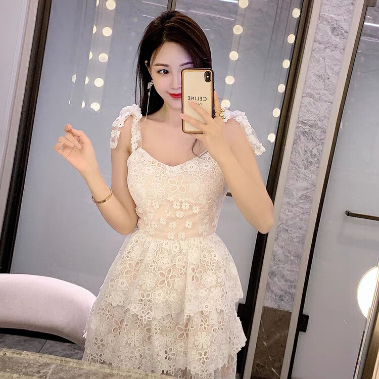 New in early summer! [Xinran] niche design temperament lace suspender cake dress 6078# PCZ