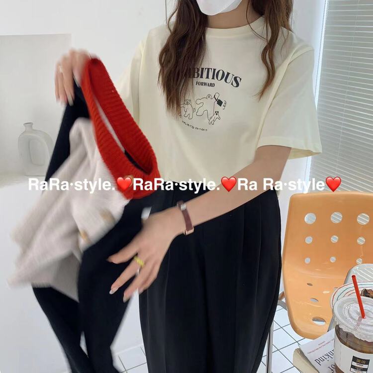 goods in stock! New in early summer! [rara] bear print letters short sleeve T-shirt 79079# LSL