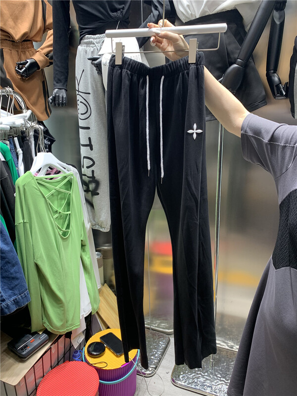 [QIANJIAO] small print loose and slim casual pants 001# PCZ
