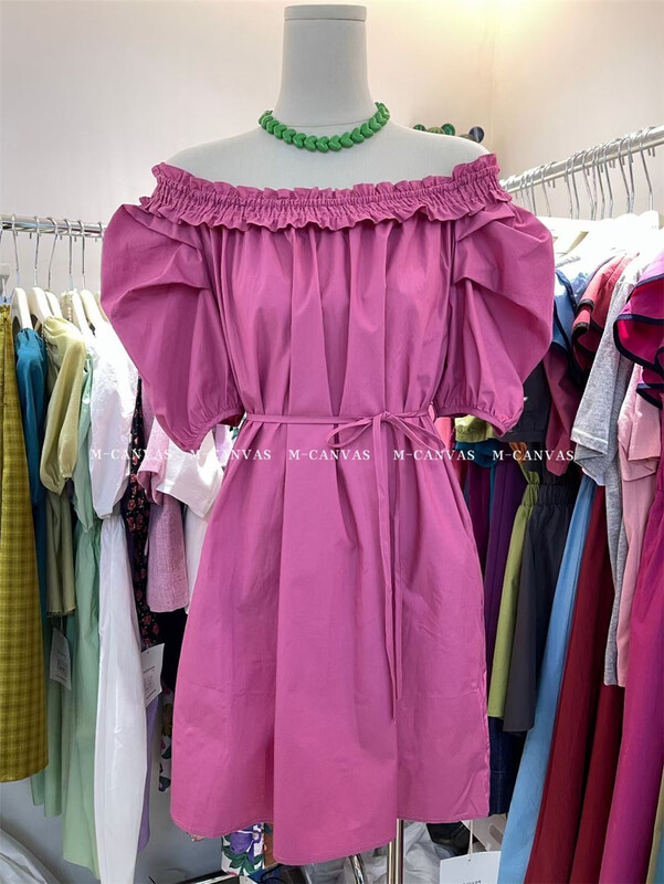 [m-canvas] Korean minority one shoulder dress (with waist rope) t8223# lwy