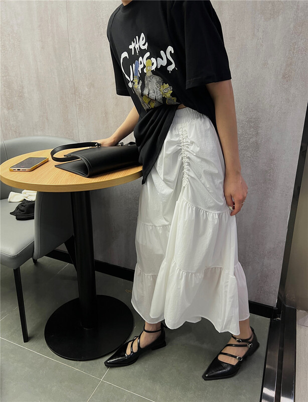 [YST] elastic waist pleated versatile skirt 10218# XJ