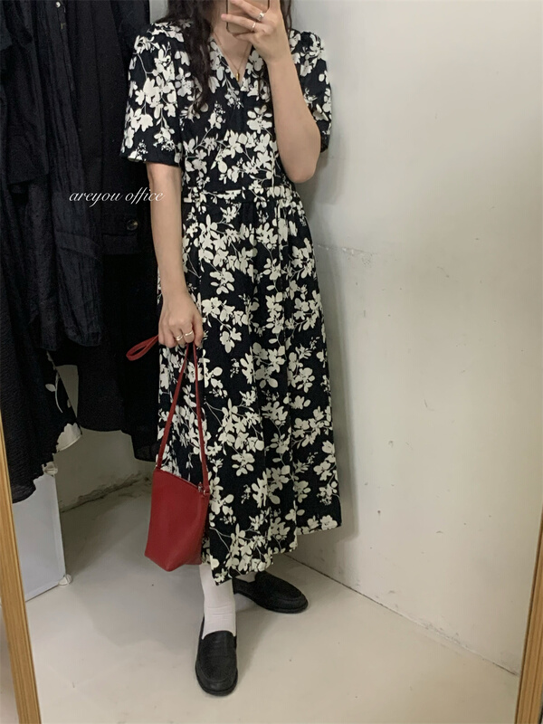 [are you] V-neck floral dress 911# ll