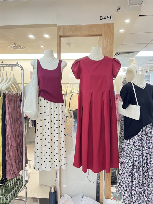 [Yimei] Korean style simple round neck dress 9030# LSL