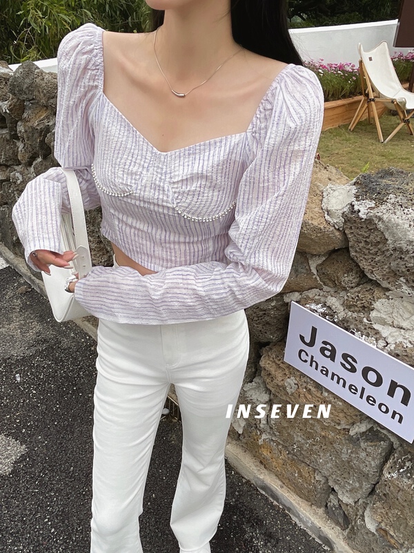 New year in early spring! [inseven] court style square collar sexy collarbone leakage blouse 27033# ozq