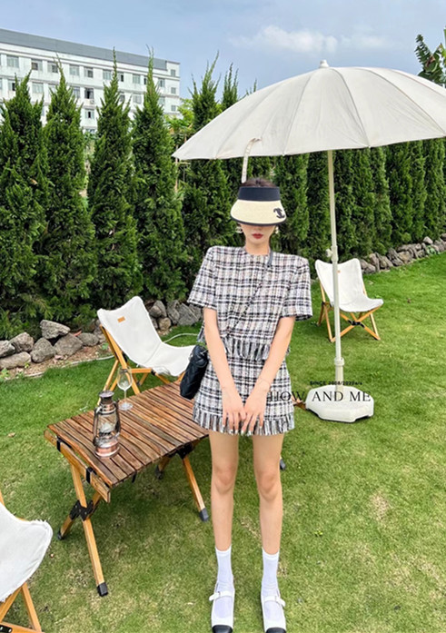 [how and me Cheng Xi] small fragrance short coat + slim skirt two piece suit 7093# LSL