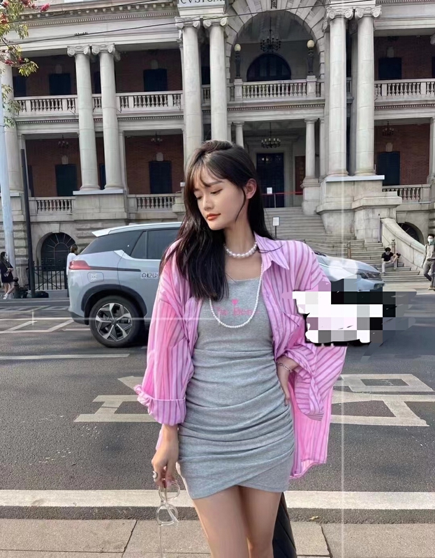 [FC] loose stripe fashion sunscreen shirt (excluding dress) 1086# PCZ