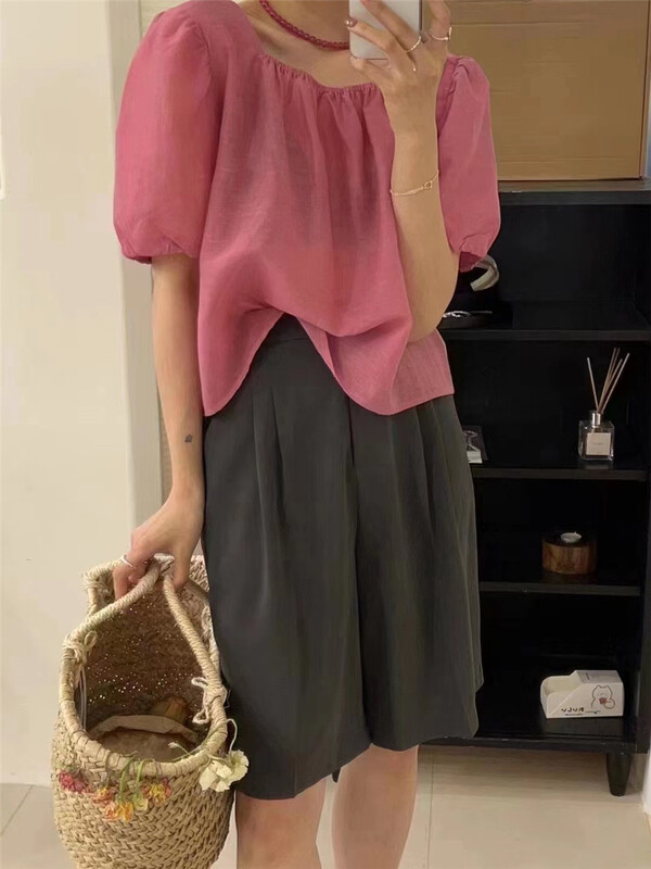 [hi] Korean Ladies' square neck blouse 9737# hjy