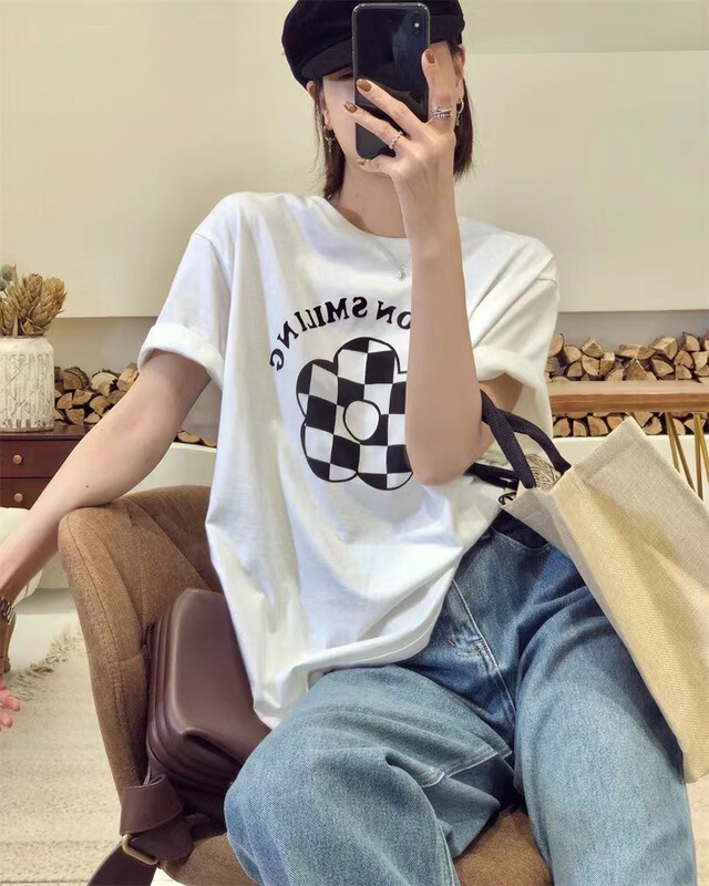 [charming] flowers look thin and versatile short sleeve T-shirt 1041# ZSY