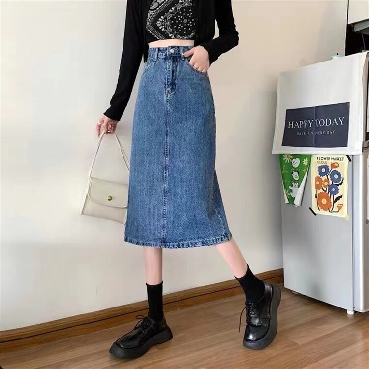 [Gu Muyu] Korean slim and comfortable denim skirt (without belt) a2055# ZSY