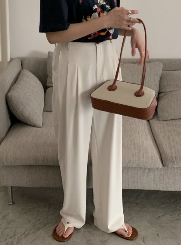 goods in stock! New in early summer! [C oni] solid color loose, simple and versatile commuter style trousers c335-b2200# lwy