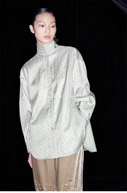 [Tan] minority Vintage jacquard shirt s2381# zxx