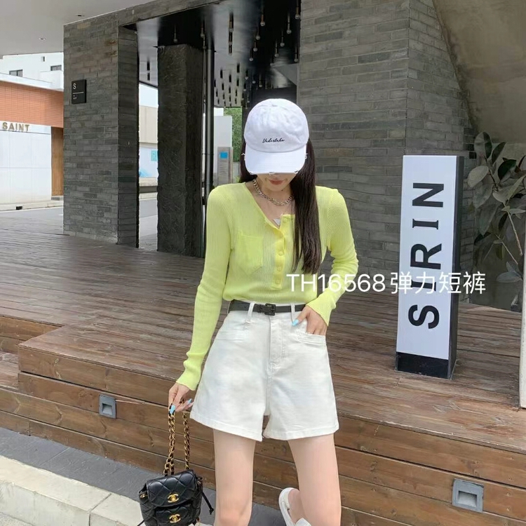[T.H] Korean simple and versatile denim shorts (with belt) 17028# LSW