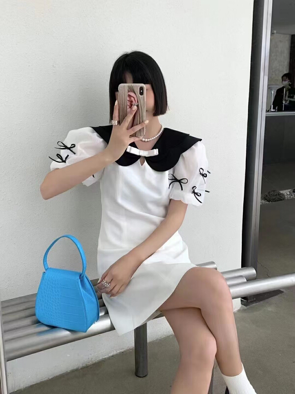 [Hello] quality layer Lapel craft bubble sleeve dress ys-6313# lwy