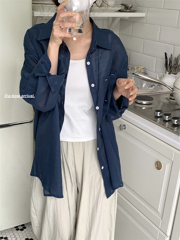 [a-bow studio] Korean version solid color loose shirt 15126# ZSY