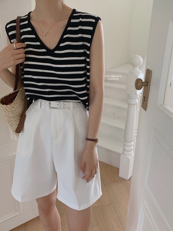 goods in stock! New in early summer! [your room] crew neck striped versatile vest / sling 10206# cqw