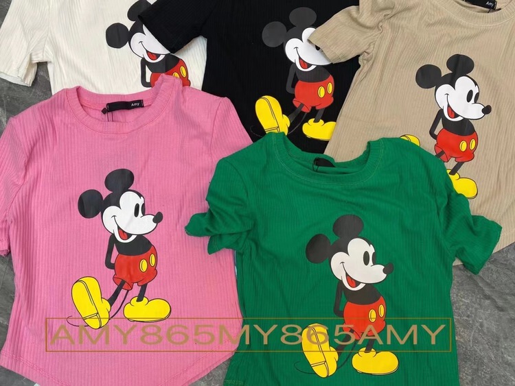 [Amy] Mickey shoulder pad thread short sleeve T-shirt 865# WTT