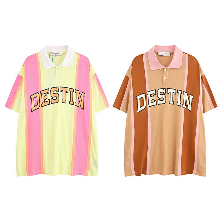 [the unaved] men's and women's personalized striped letter printed Polo 3027# ZZL