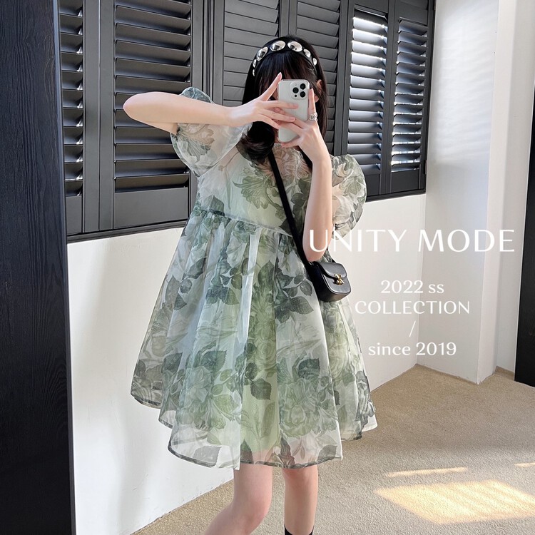 New in early summer! [unit] bubble sleeve design dress 8938# cqw