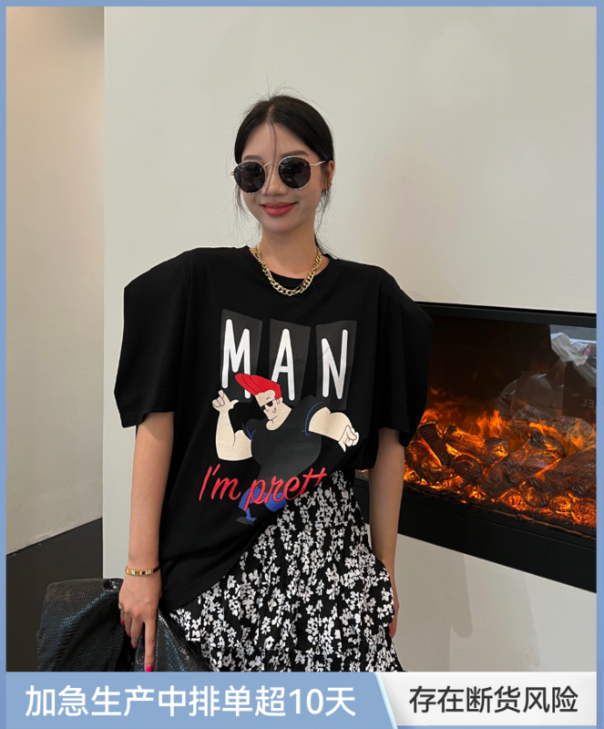 [f (x)] bubble sleeve Korean Popeye short sleeve T-shirt t11053# ozq