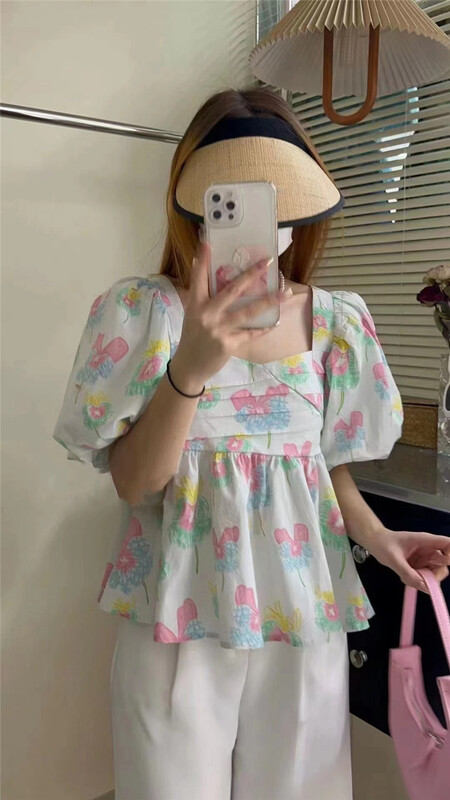 [Wo +] Korean fresh floret short shirt 22561# zxx