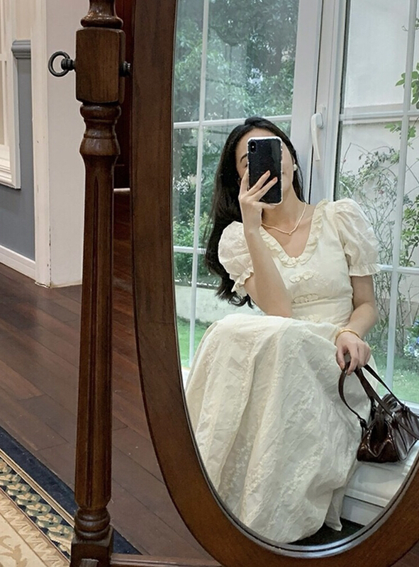 New in early summer! [Yingying new clothes] embroidered retro national style disc buckle slim dress 7236# Cl