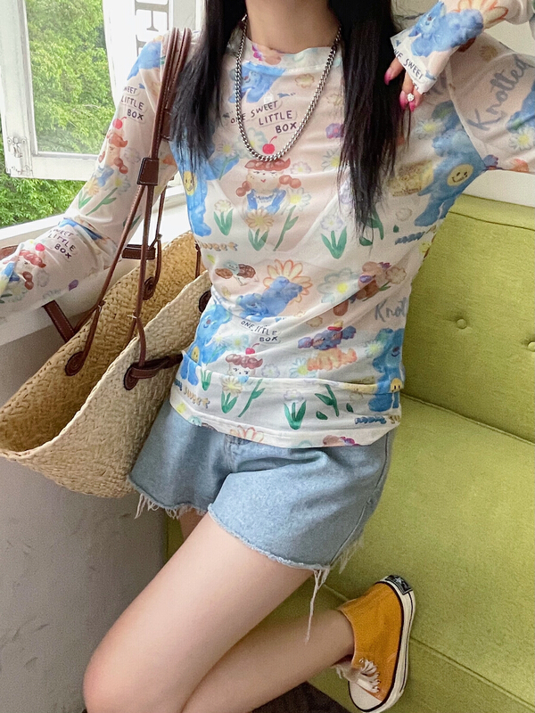 [YJ. Simple] Korean screen printed personalized sunscreen shirt 3028# ozq