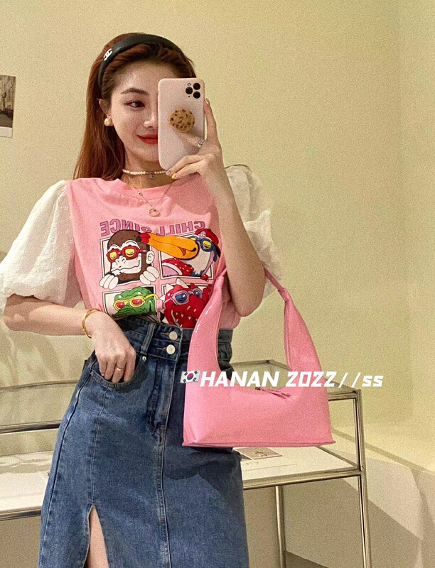 New in early summer! [Hanan] Korean versatile loose large cartoon short sleeved T-shirt (T-shirt only) ys1-6162# LSL