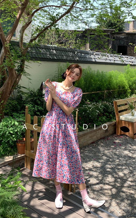New in early summer! [A.C] Korean holiday floral dress 11523# LSL