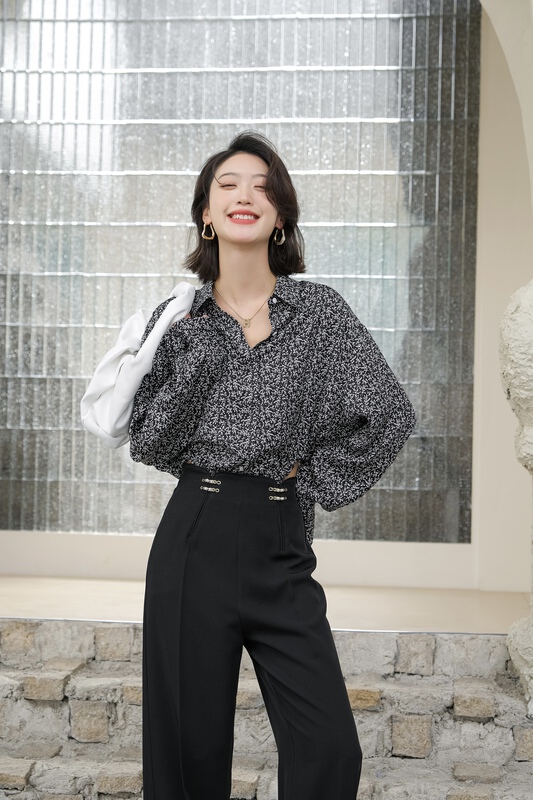 New in early summer! [Hanna Hanna] design sense niche Print Shirt 8129# XJ