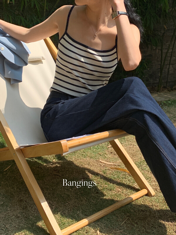New in early summer! [bangings] Korean style striped knitted vest / suspender 21wdf0125# CLS